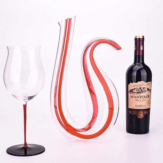 创意人工吹制公鸡型红酒醒酒器 无铅水晶玻璃分酒器