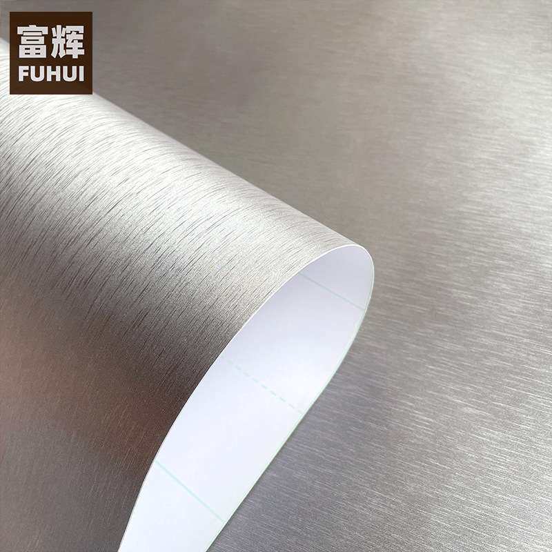 加厚银灰色金属拉丝膜带胶自粘家具翻新贴纸防水防油PVC波音软片