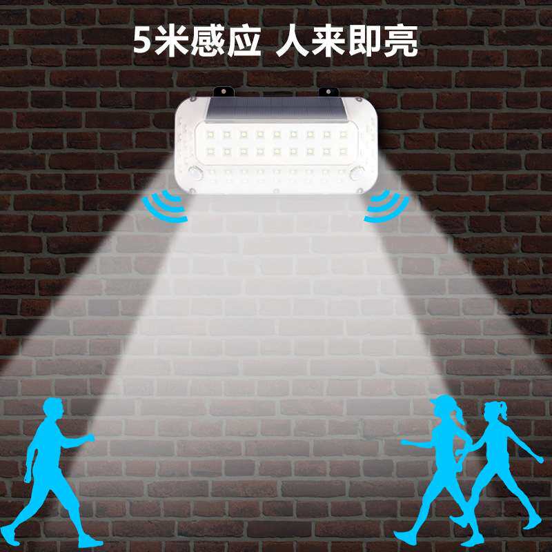 太阳能人体感应壁灯 54LED户外防水四面发光别墅花园庭院照明路灯