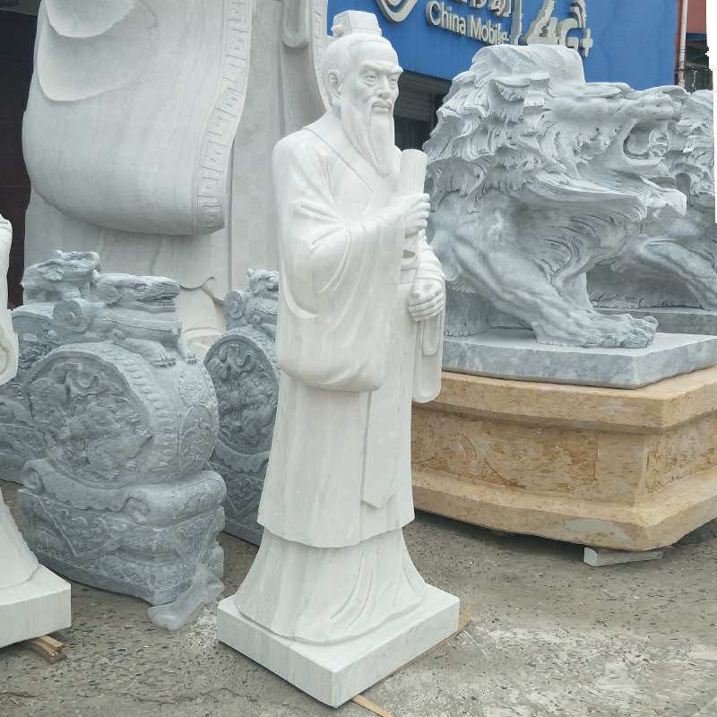 厂家销售汉白玉孟子像 校园石雕孔子 老子孟子像制做 名人雕像
