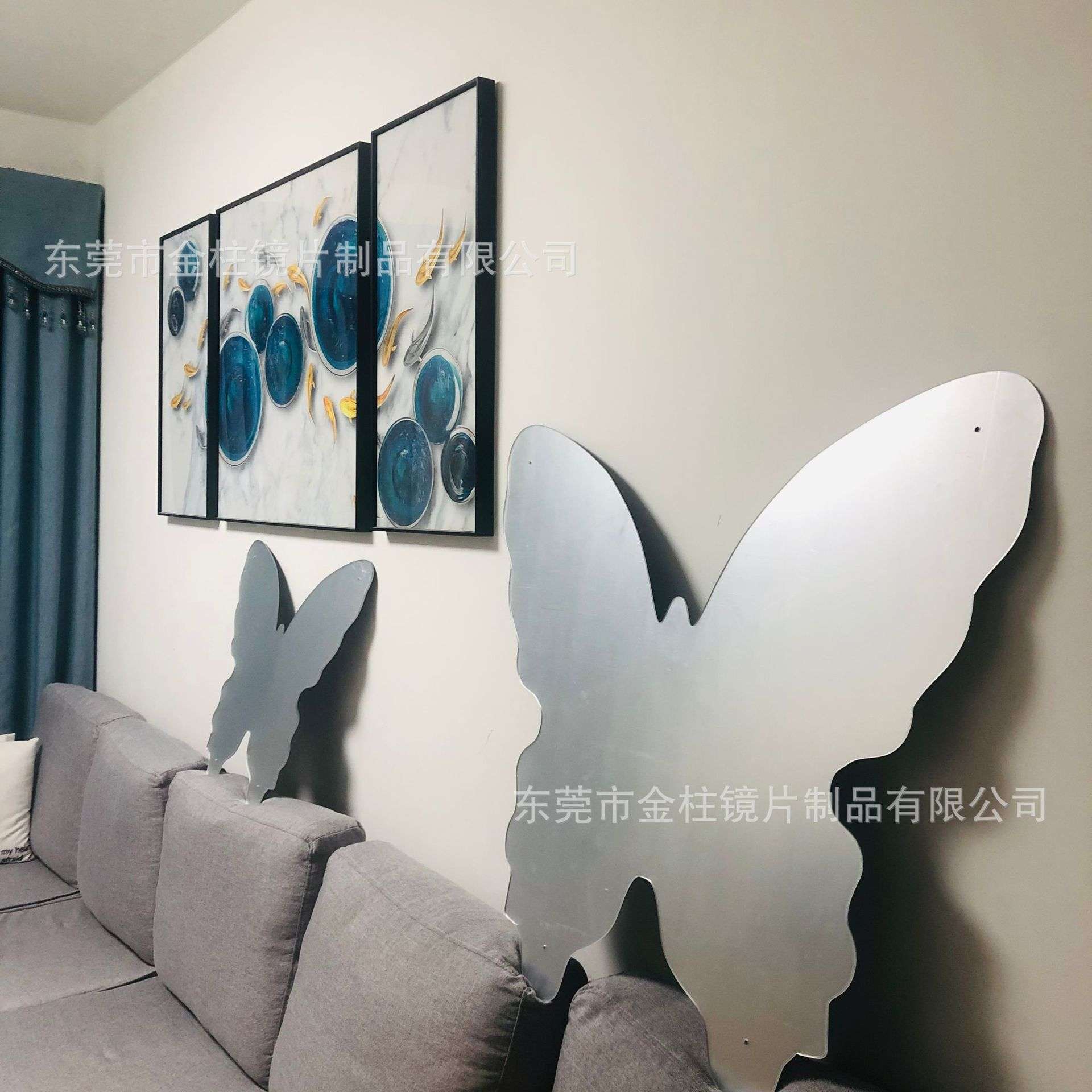 3D亚克力蝴蝶镜100cm大型客厅立体墙贴房间卧室寝室墙面装饰镜面