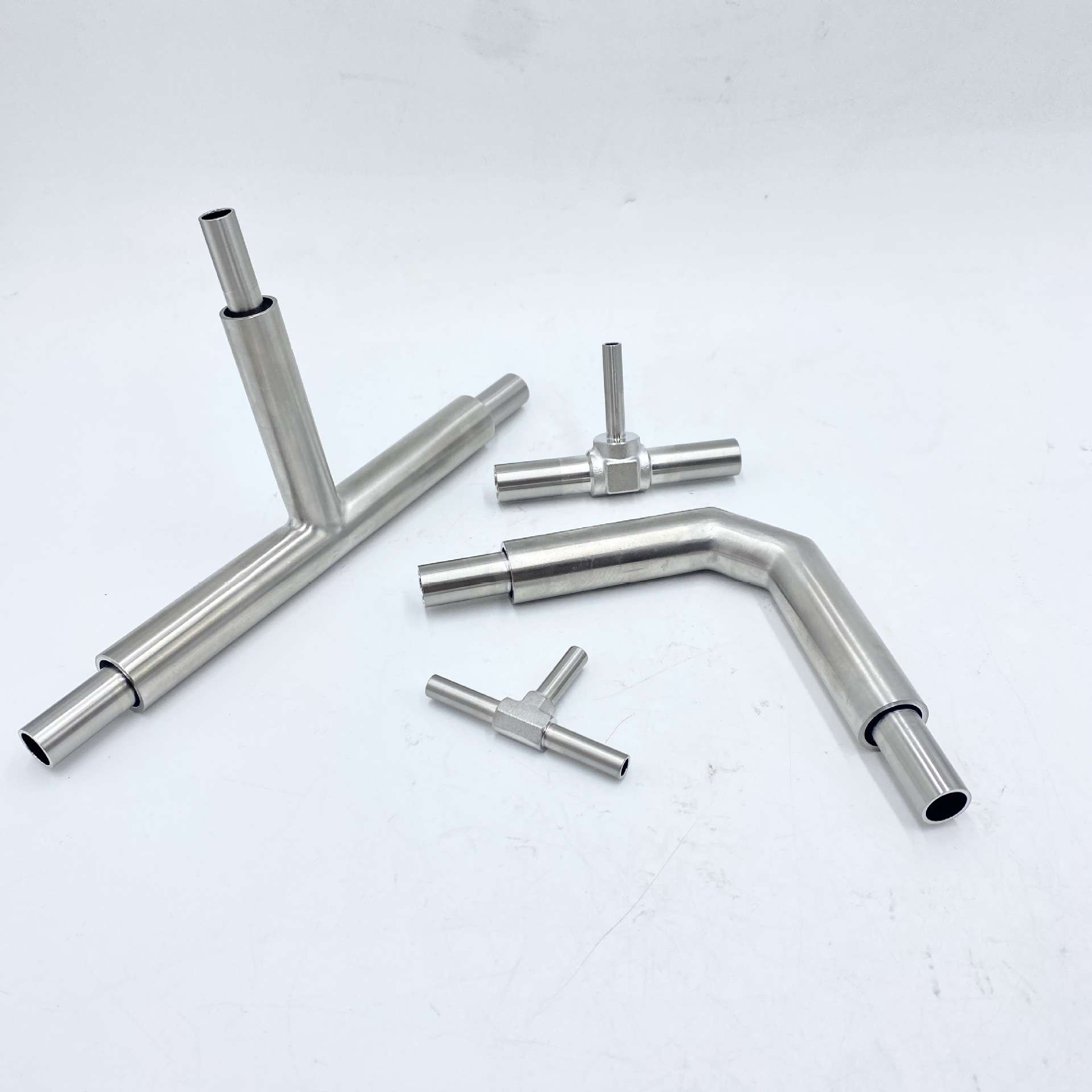 定 制!不锈钢电解抛光EP级双套弯头/三通 BA级全自动焊三通异径