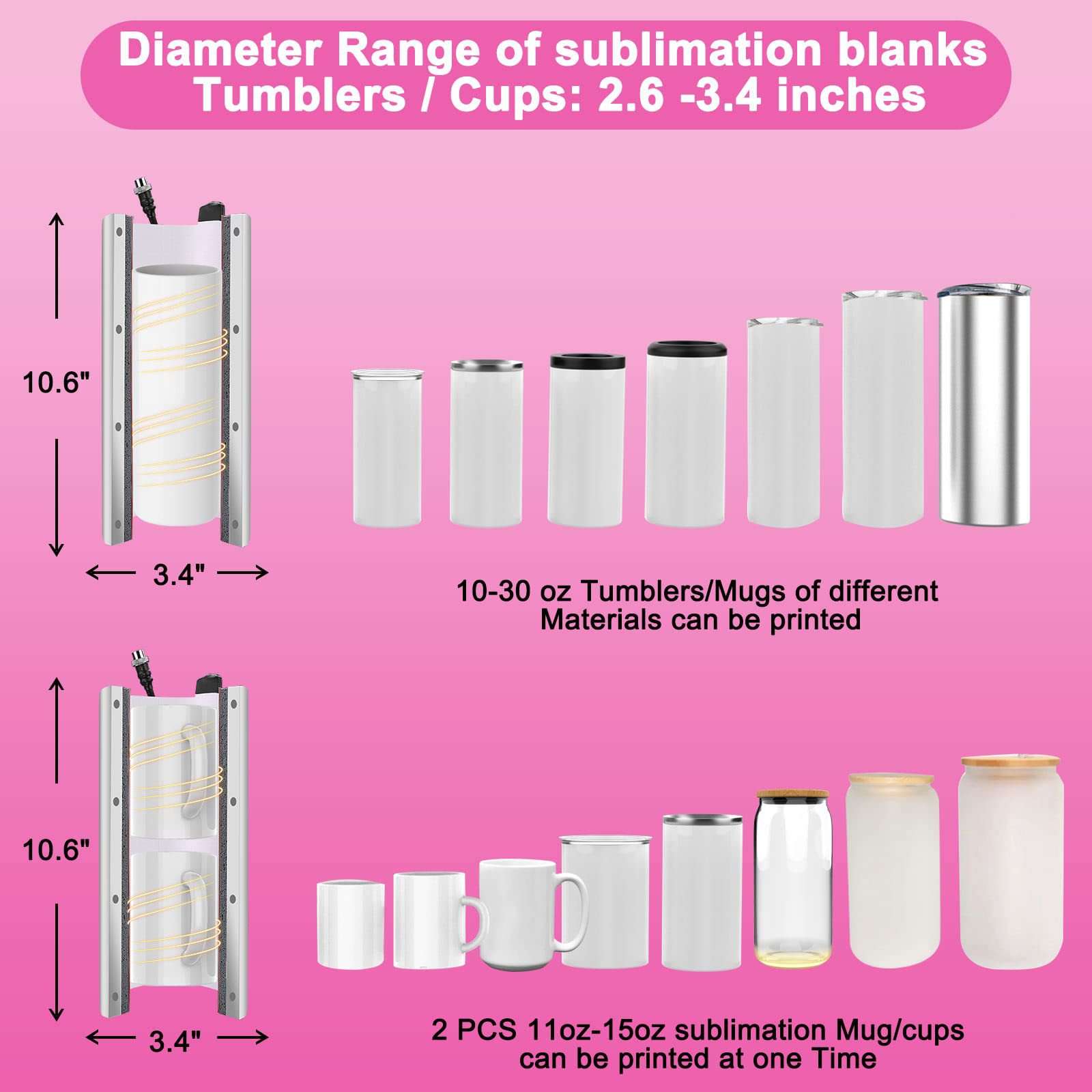 Tumbler Heat Press旺销便携式手动烤杯机30oz杯子通用加工设备 - 实物图