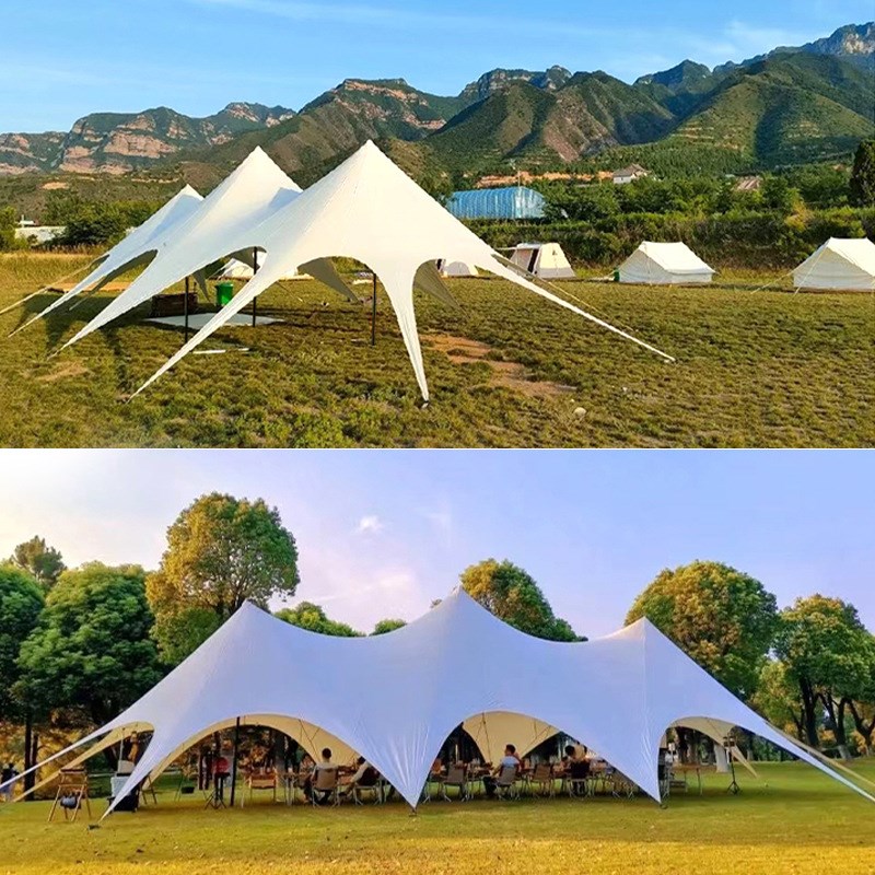 三峰天幕帐篷万重山户外天幕大型营地云顶单V双峰莲花天幕
