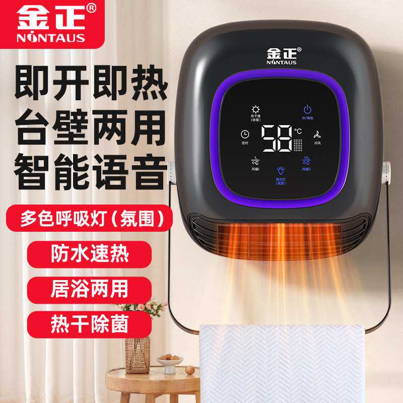 家用壁挂式暖风机智能语音氛围灯取暖器台壁冷暖两用电暖气热风机