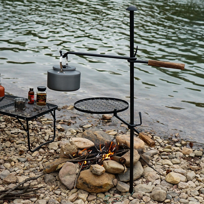 户外野营焚火烧烤架露营烤火盘野炊家用BBQ篝火铁艺圆形烧烤盘