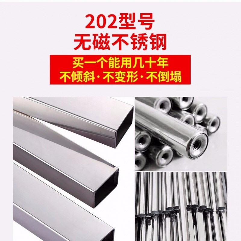 不锈钢简易布h衣柜钢管加粗加固双人全钢架拼装收纳架出租房挂衣