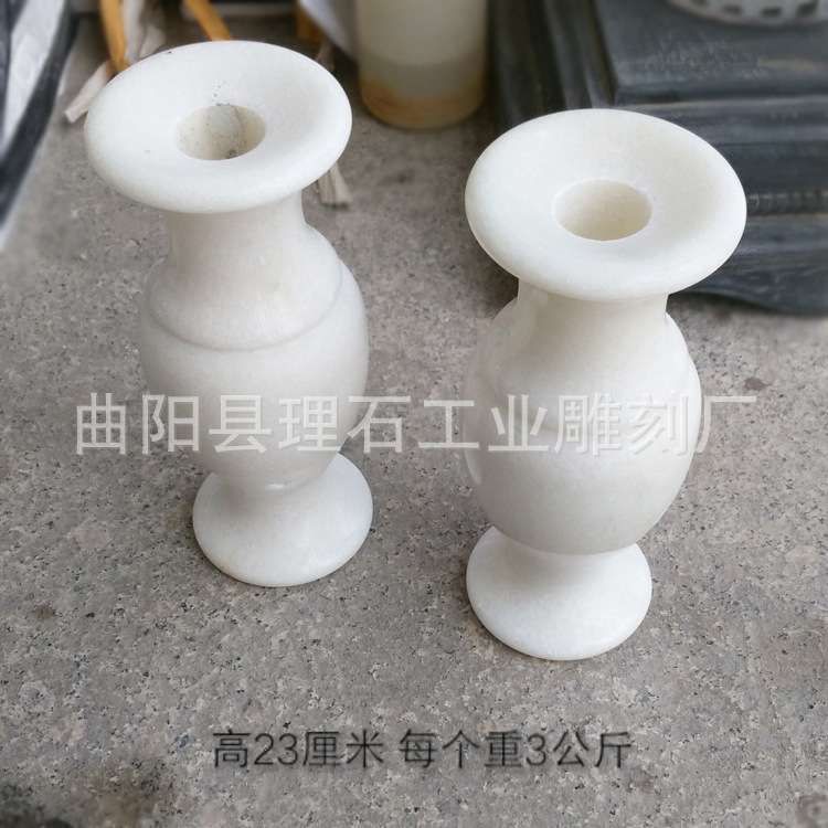 厂家直供 石雕汉白玉花瓶 墓地花瓶祭扫茶花用石雕花瓶摆件