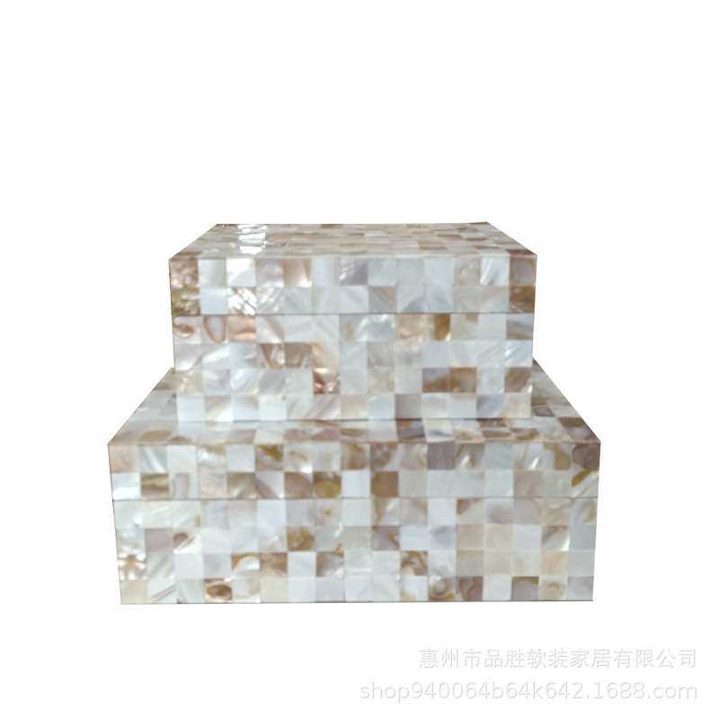 创意新品马赛克贝壳首饰收纳盒北欧样板房装饰品现代家居收纳摆件