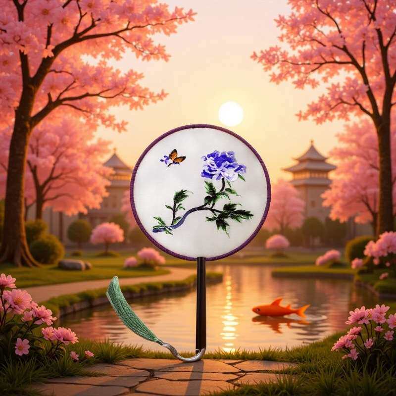 半透明苏绣刺绣团扇宫扇梅花形扇子舞蹈扇中国风古典风女式丝绸扇