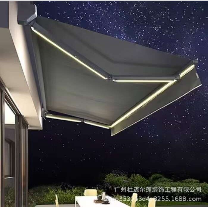 户外全盒电动伸缩式遮阳篷自动遥控铝合金雨篷庭院阳台露台别墅雨