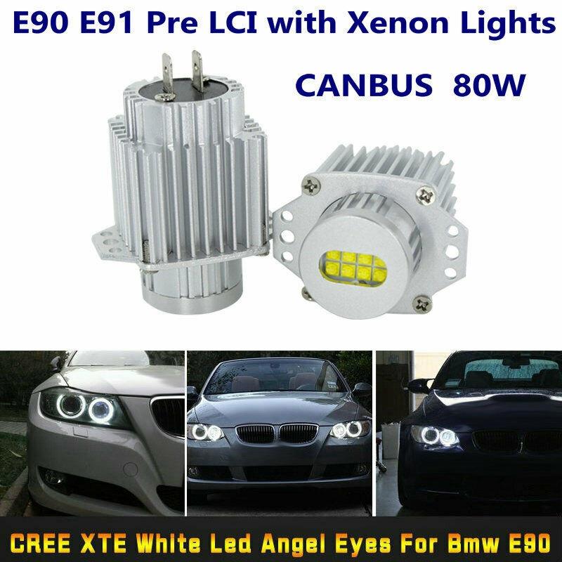 E90 E91 80W LED前照灯 适用宝马3系车灯325i 328i330i天使眼雾灯