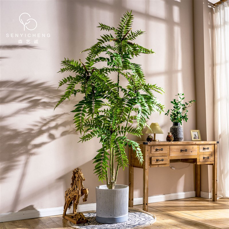 大型仿真香椿树假绿植盆栽摆件仿生假树植物室内客厅玄关造景装饰