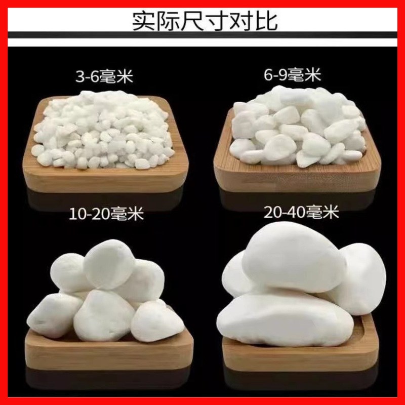 白石子庭院铺路铺地鹅卵石阳台装饰造景小石头工程白色石子碎砾石