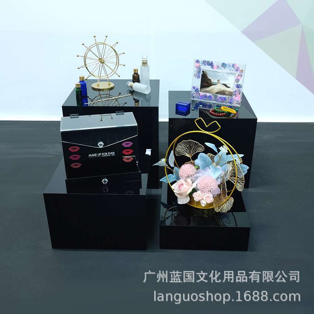 亚克力展示盒台式庆典方柱展示台 餐厅酒店婚庆展示用品 高低展台