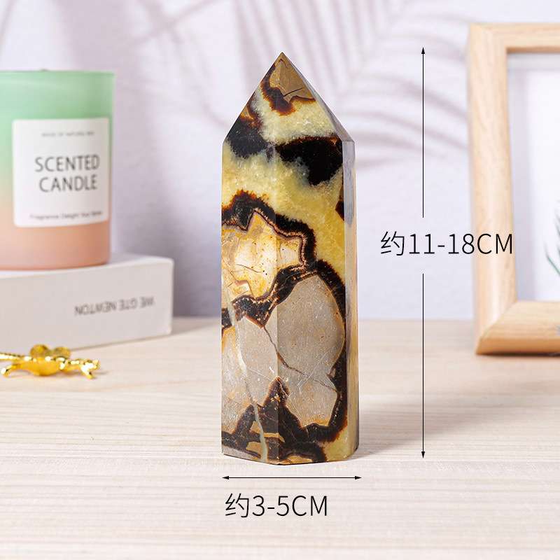 天然龟背石水晶柱摆件 水晶原石六角单尖现代简约水晶工艺品