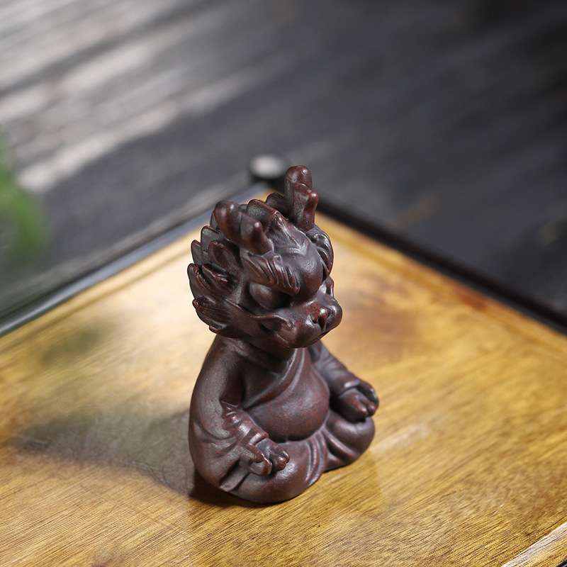 宜兴手工紫砂茶宠摆件 小龙人茶玩雕塑家居装饰摆件一件起批图片