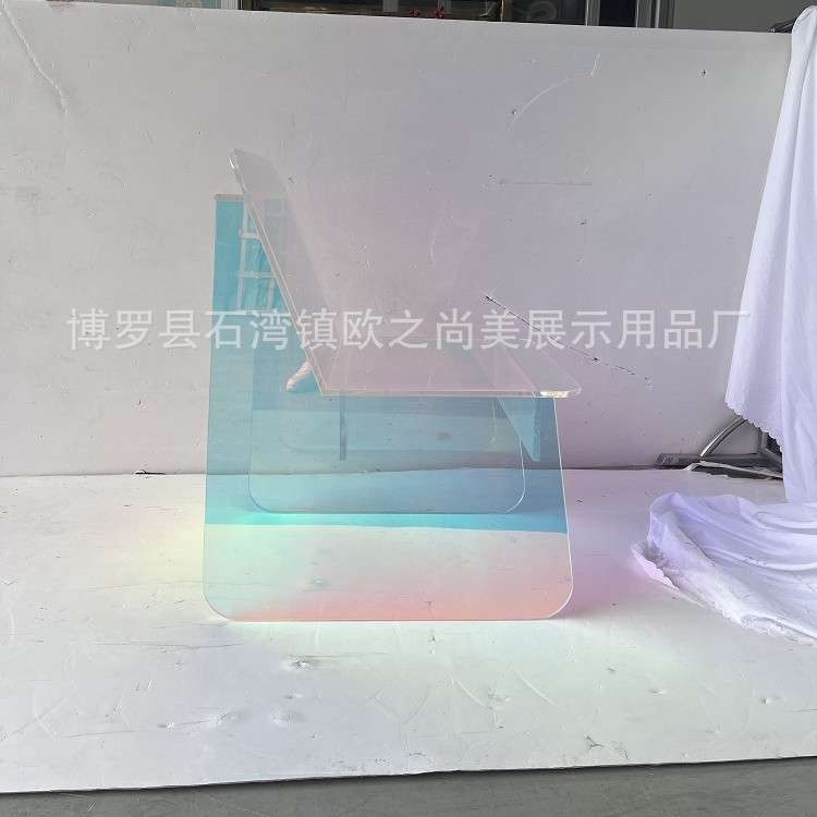 极简设计师懒人沙发椅亚克力单人椅彩虹透光几何椅客厅休闲椅