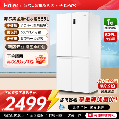 海尔冰箱539L十字双开门大容量