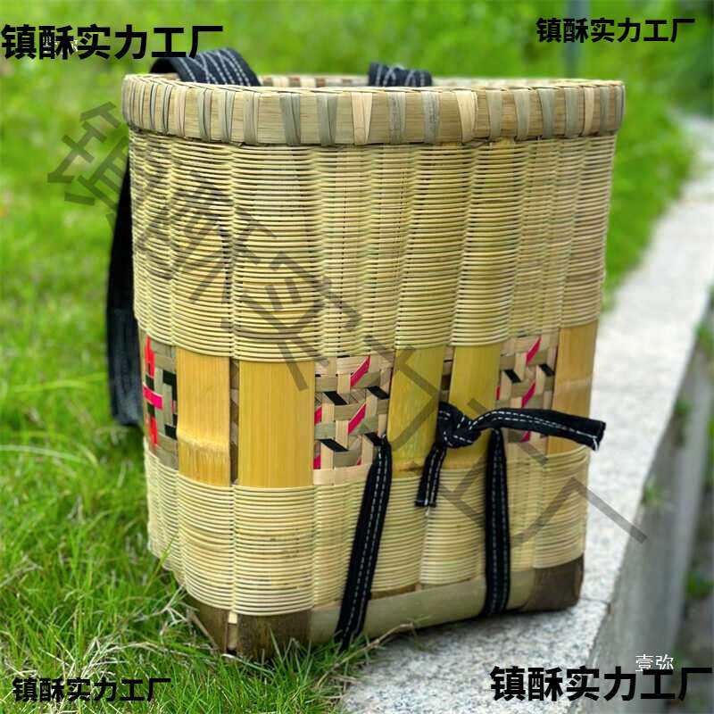 云南大理背篓精编双层竹背篓手工竹编家用四川背篼买菜竹筐拍照