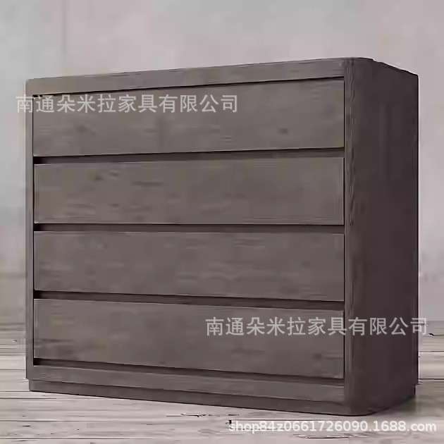RH灰橡木实木五斗柜乡村复古卧室储物抽屉柜九斗柜客厅边柜