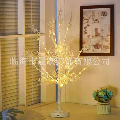 跨境新款亚马逊 60LED大灯珠铜线灯白桦树珊瑚树灯节日卧室氛围灯