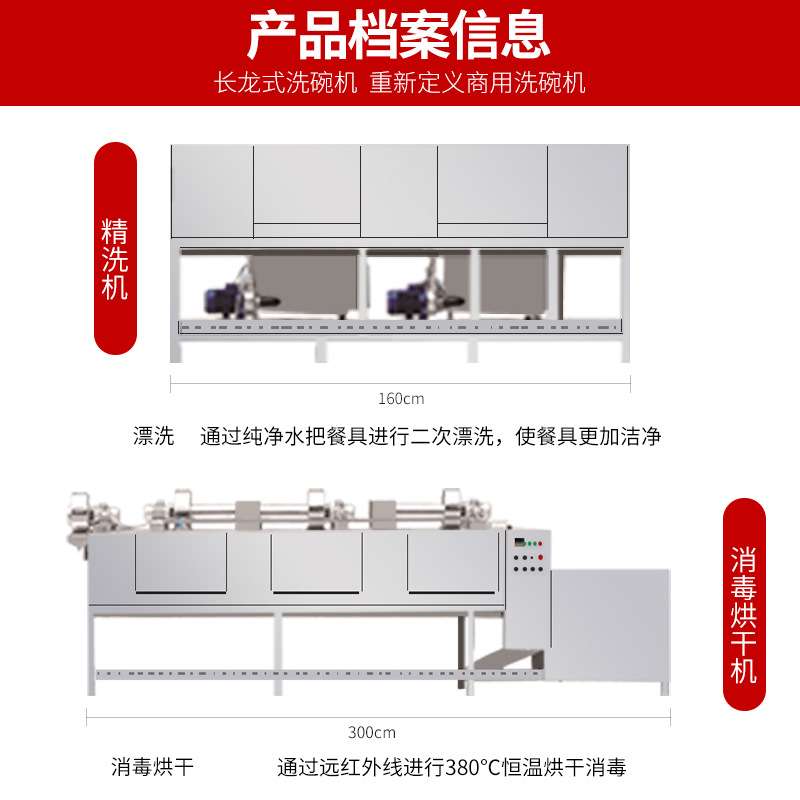 流水线洗碗机 餐具清洗消毒烘干设备全自动洗碗机 商用洗碗机