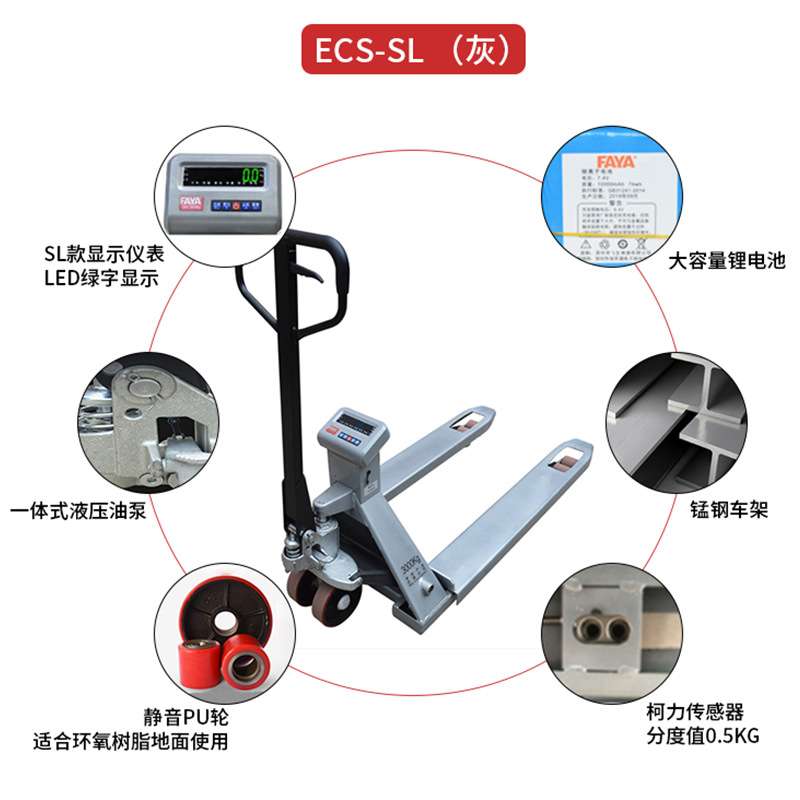 电子叉车秤1吨2吨3吨手动推车液压电子称重地牛装卸重托盘搬运车