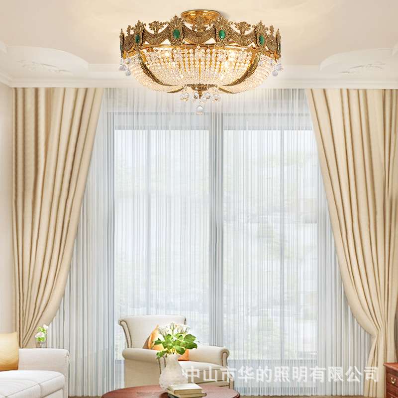 欧式复古全铜奢华别墅卧室吸顶灯法式餐厅客厅玄关过道走廊灯饰