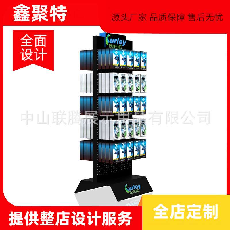 轮胎展示架汽车用品配件铁展架玻璃膜展柜清洗液陈列柜工厂