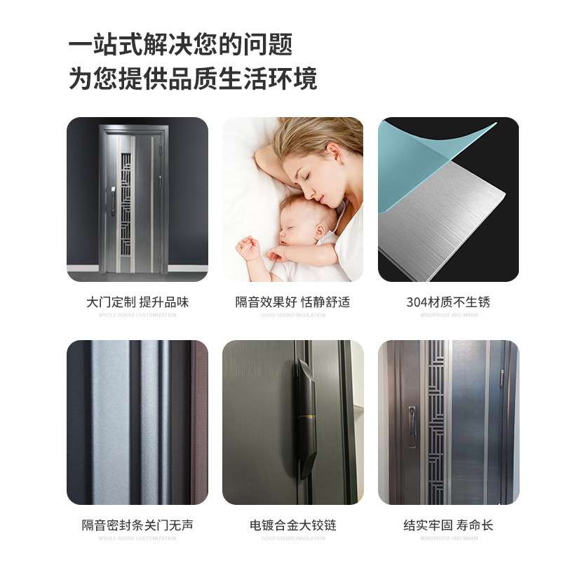 甲级防盗门家用进户门大门不锈钢入户门安全门智能指纹密码锁单门