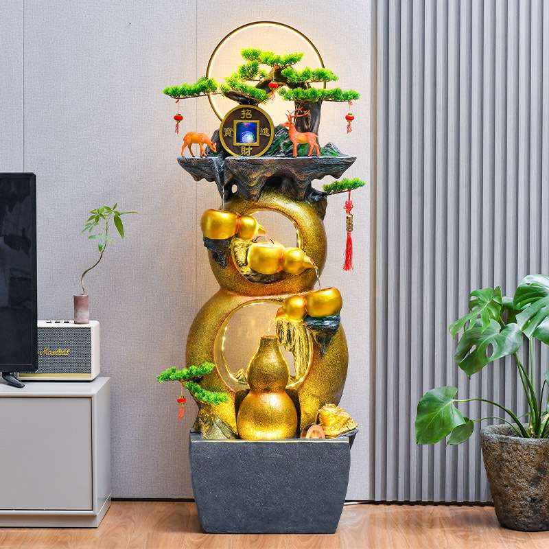 风水轮葫芦招财假山流水喷泉生财开业客厅玄关办公室水景装饰摆件