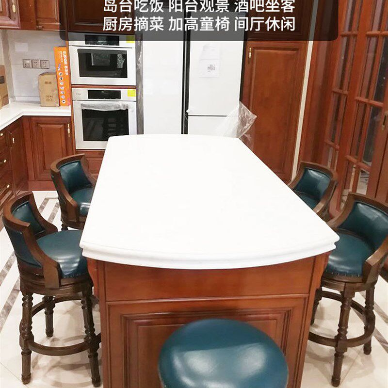 美式吧台椅家用欧式实木吧椅圆复古吧凳高M脚凳靠背酒吧旋转轻奢
