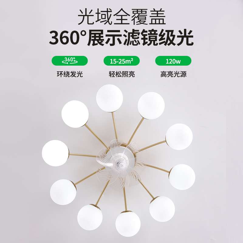 北欧新款大气摇头吸顶风扇灯客厅卧室餐厅一体大灯带风扇吊灯L271