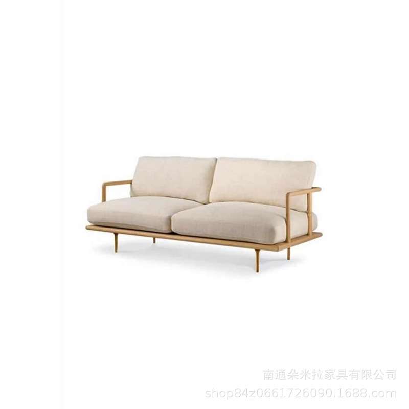 美式乡村编藤实木沙发现代布艺沙发组合简约橡木客厅三人沙发
