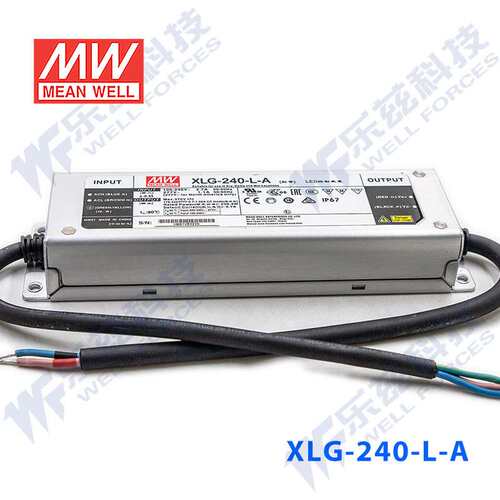 明纬240W LED电源XLG-240-L-A恒功率1.05A可调178-342V铝壳防水