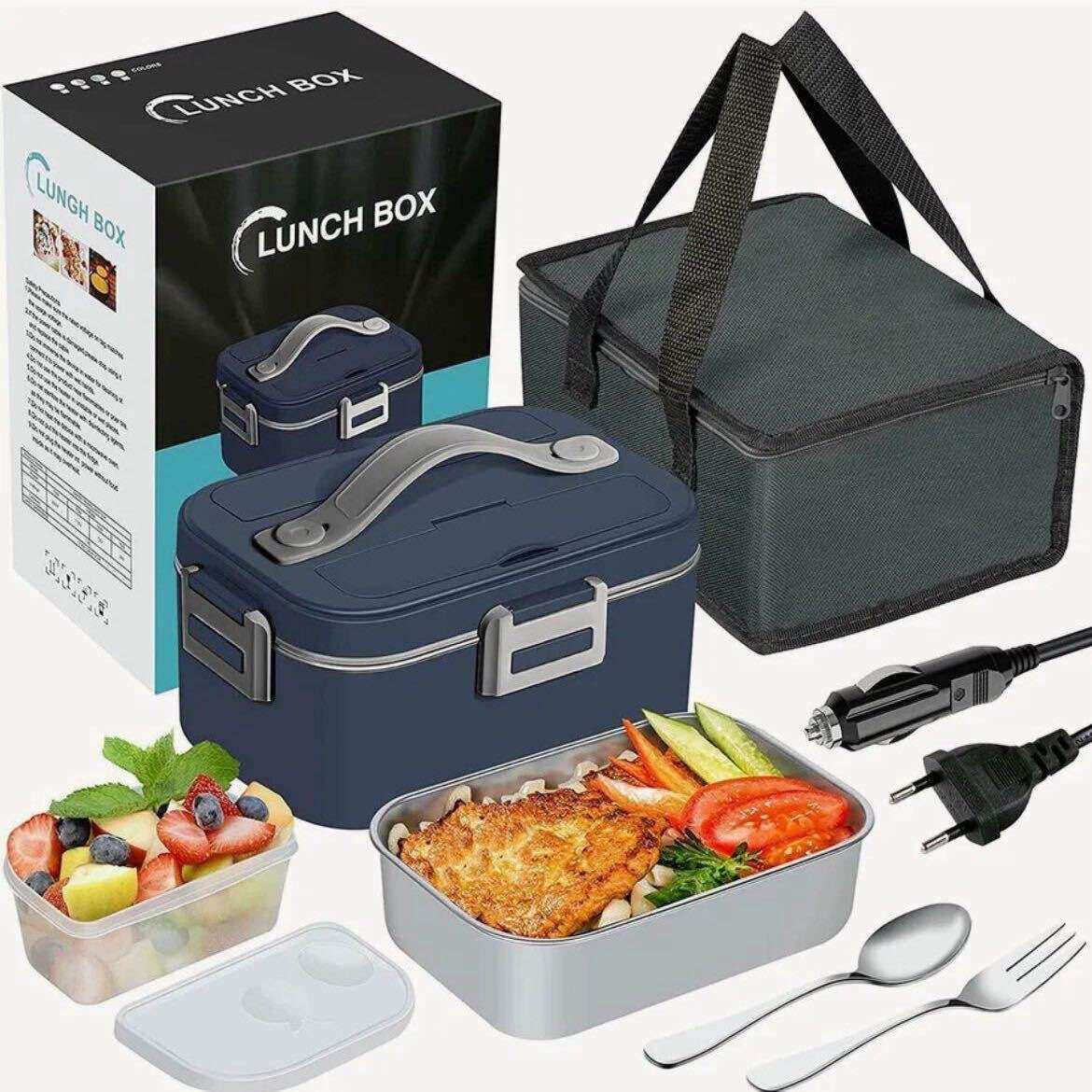 电动午餐盒车载家用电热饭盒加热饭盒二合一免注水保温饭盒便携式