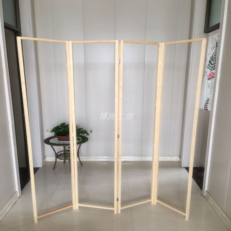 包邮简易实木框松木折叠架移动屏风组合木架单多扇连接框隔断玄关