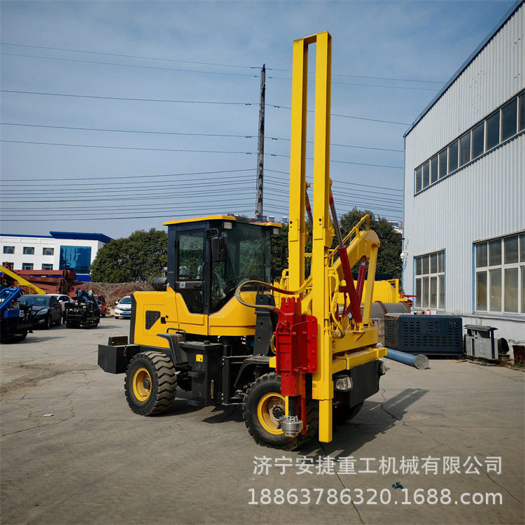 高速波形护栏打桩机 930装载机改装护栏打拔一体机 可钻孔可压桩