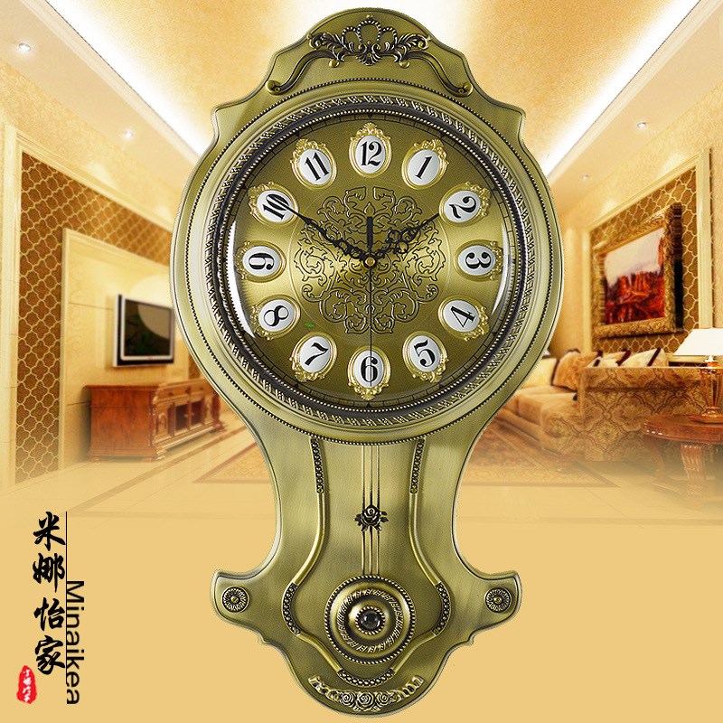 欧式仿古大号合金挂钟创意时尚客厅静音石英钟R表个性摇摆时壁钟