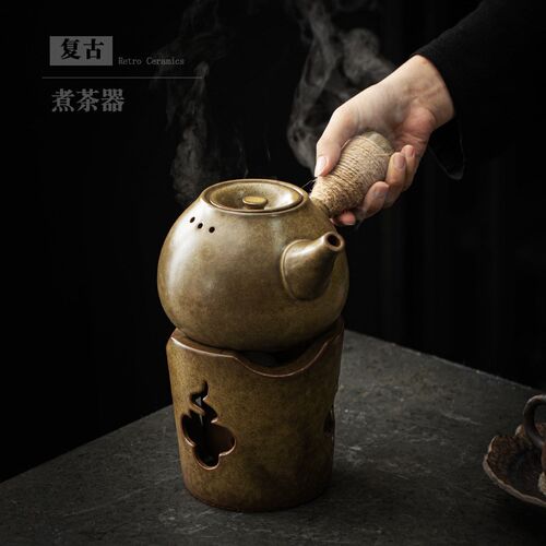复古圆形a火焰炭炉小型家用户外围炉煮茶炉酒精灯耐高温煮茶器炭