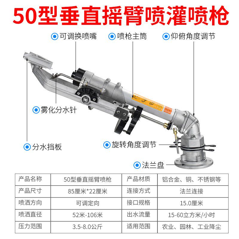 农业灌溉摇臂喷灌喷头涡轮喷枪园林草坪自动N灌溉设备农用抗旱浇