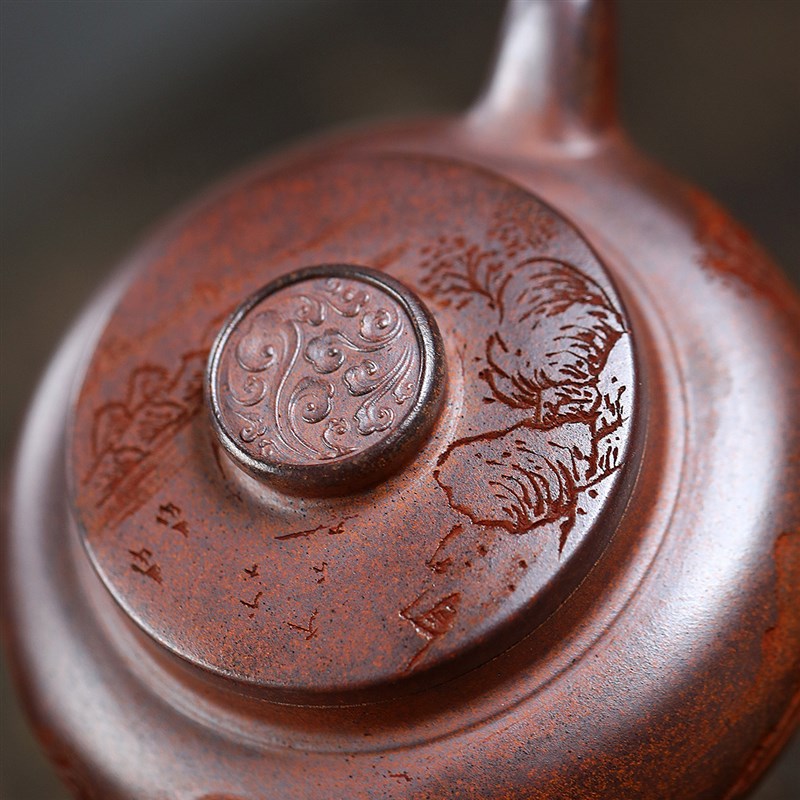 圆珠关山古龙窑柴烧手工字画茶壶宜兴紫N砂壶工堂直播供头茶具