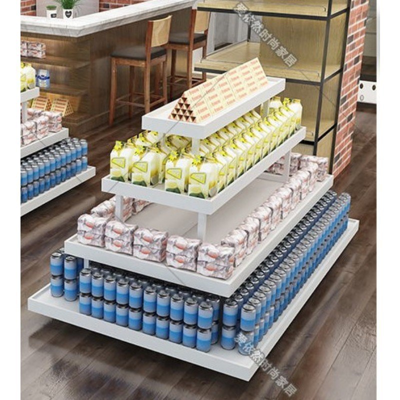 优乐美超市中岛展示台三层流水台阶G梯堆头服装店母婴店展示架