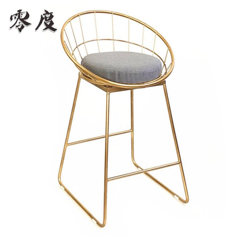 现代简约铁艺纳米金m色高脚椅凳酒吧椅餐厅餐椅卧室靠背化妆梳妆