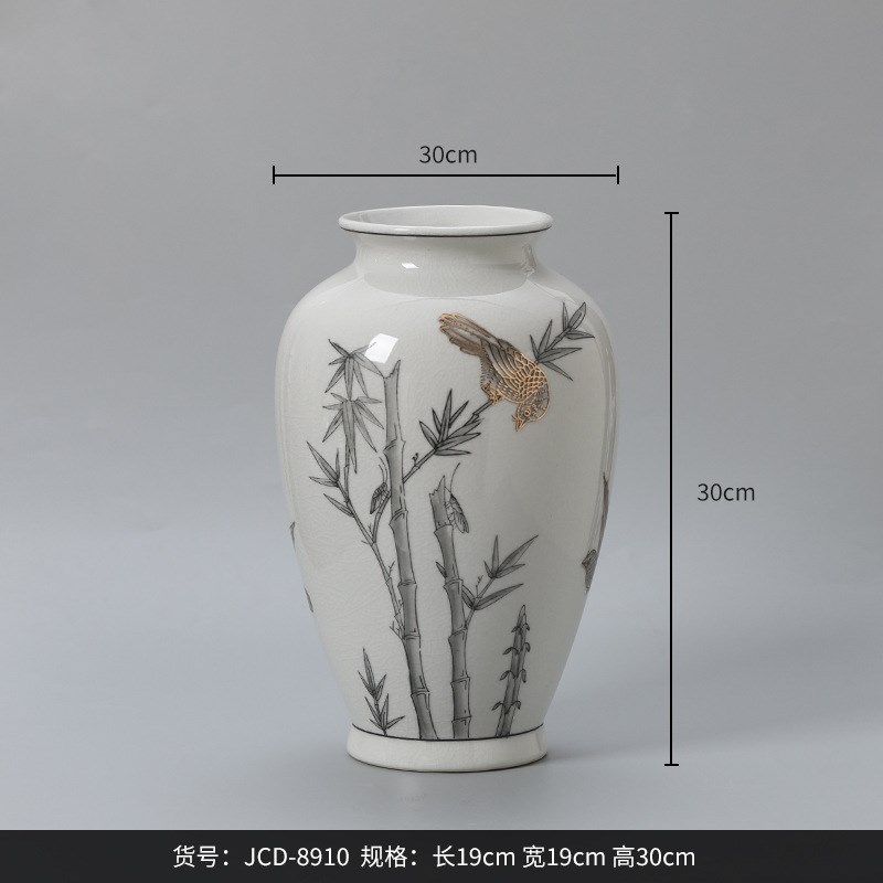 博西家居 新中式竹报平安陶瓷花瓶台灯家居轻奢储藏罐.装饰品套装