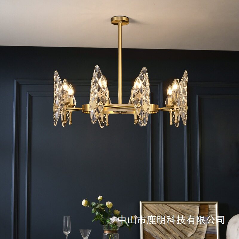 美式全铜轻奢吊灯客厅灯餐厅灯具简约创意个性卧室后现代轻奢吊灯