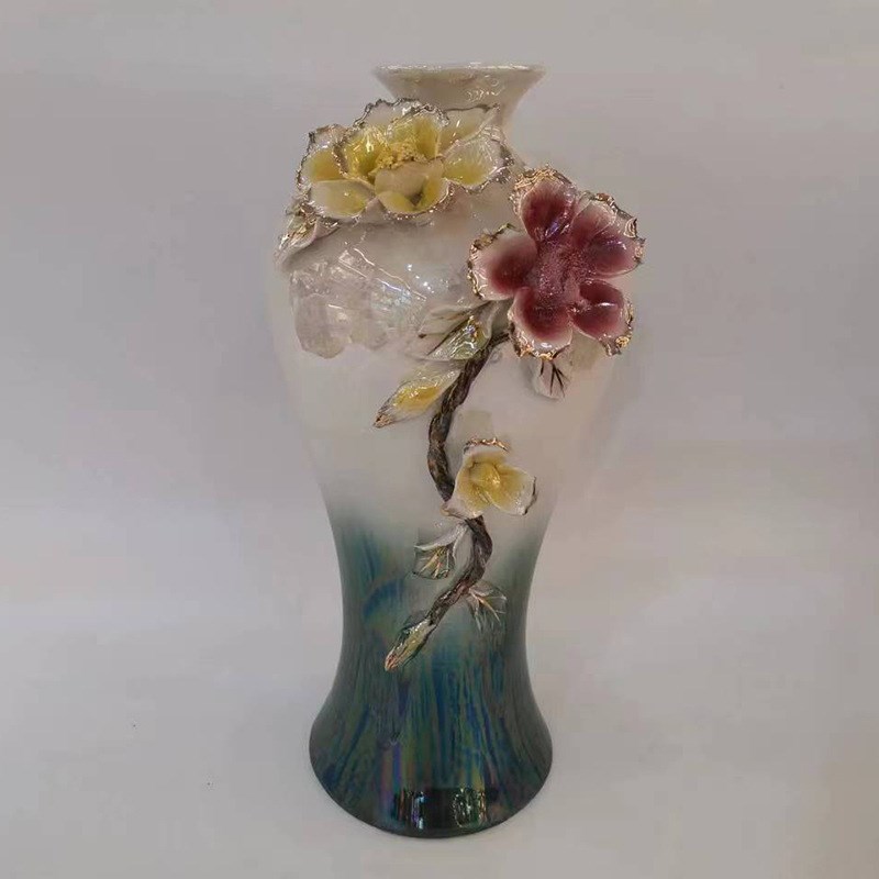 欧式陶瓷花瓶 工艺品摆件 家居玫瑰花M描金花瓶 客厅摆设