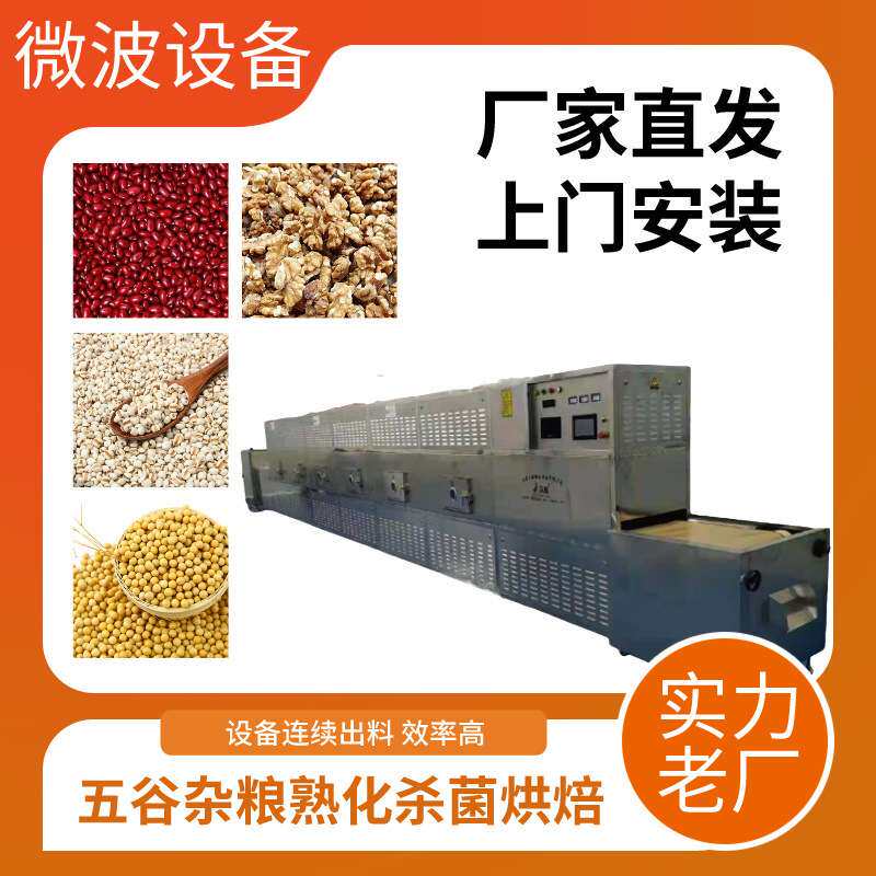 花生米黄豆粒五谷杂粮烘焙熟化设备 隧道式生产大豆微波熟化机