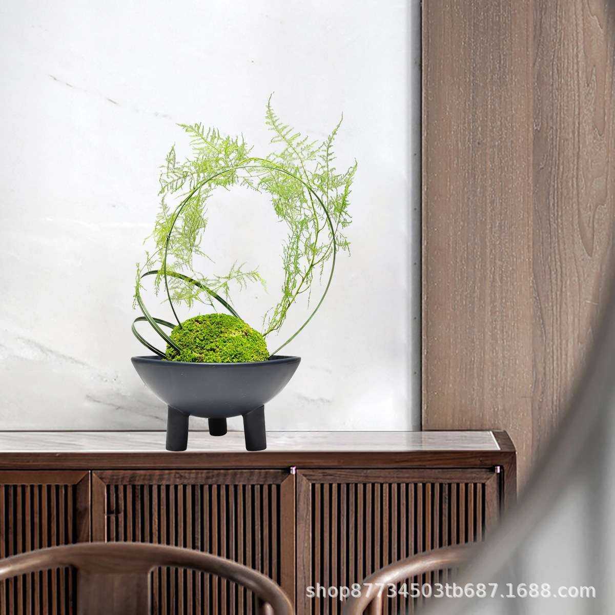 新中式绿植禅意永生苔藓仿真文竹盆景盆栽客厅餐桌现代装饰花摆件